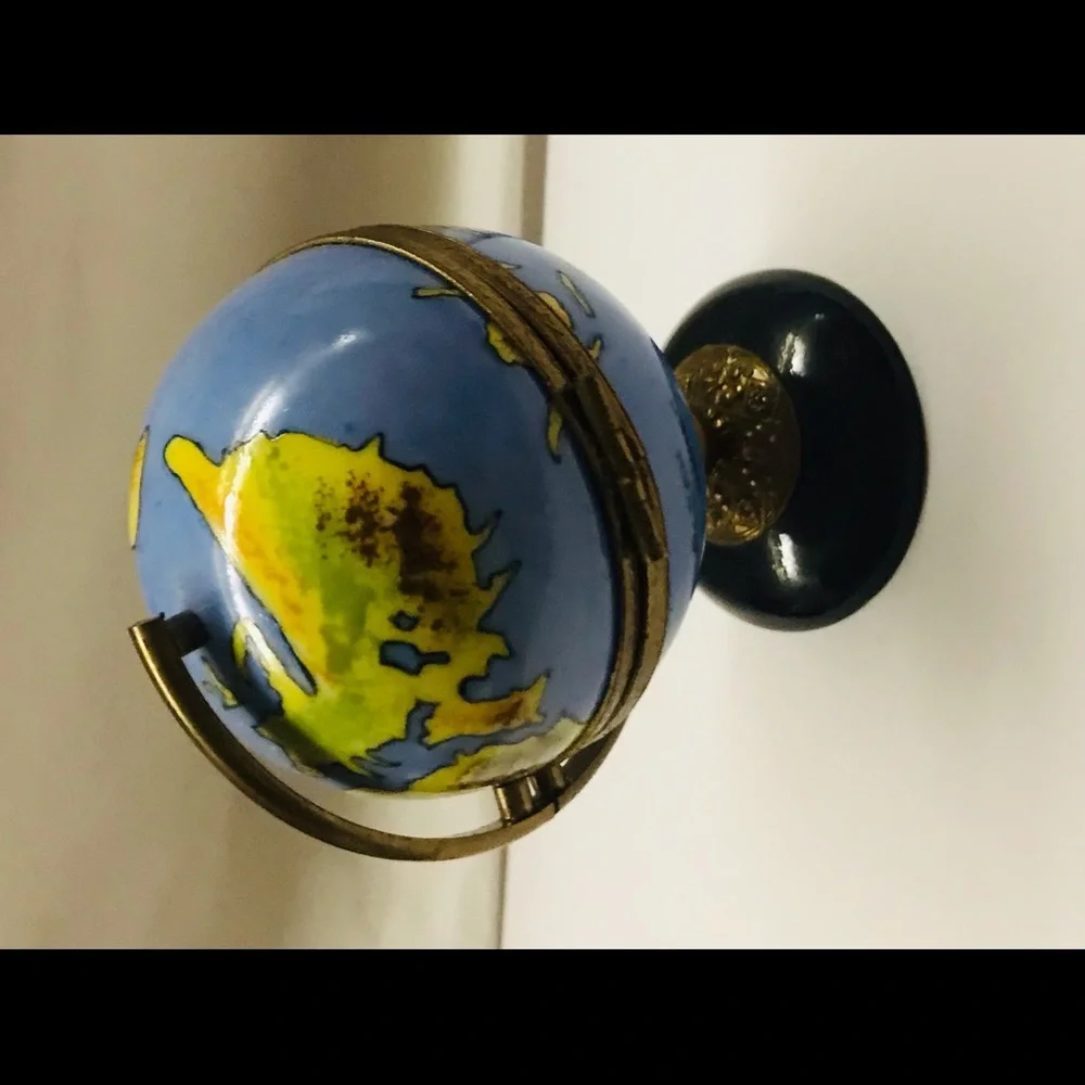 Limoges World Globe on Stand Gold Plated Hand Crafted Signed HF Original…